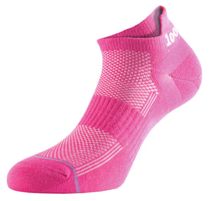 1000 Mile - Ladies Ultimate Low Cut Double Layer Moisture Wicking Trainer Socks - Hot Pink