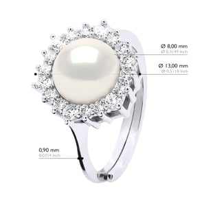 Ring Sieraden - Echte Geëxtraheerde Zoetwaterparel Rond 8-9 mm
