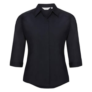 Russell Collectie Dames 3/4 Mouwen Poly-Katoen Easy Care Gevochten Poplin Shirt (Franse marine)