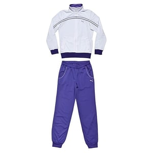 Puma trainingspak met lange mouwen en rits witpaars voor kinderen 829349 01