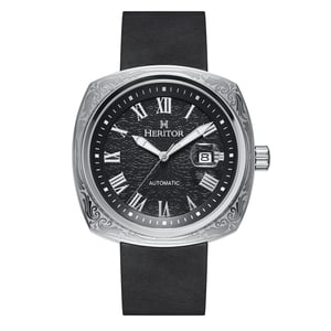 Heritor Automatic Davenport horloge met gegraveerde leren band en datum