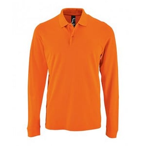 SOLS Heren Perfecte Lange Mouw Pique Polo Shirt (Oranje)