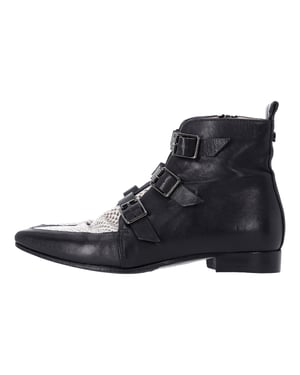 Jimmy Choo Marlin Snake Print Ankle Boots in Black Leather