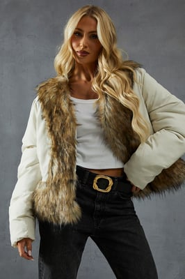 Faux Fur Trim Puffer Coat