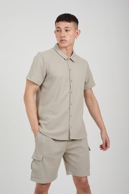 Pale Green 'Cadby' Short Sleeve Textured Shirt