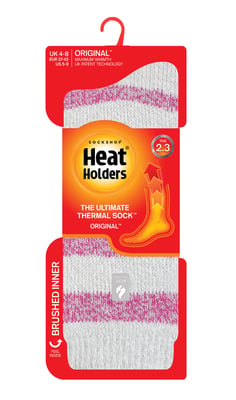 Heat Holders - Ladies Thermal Socks for Winter | Outdoor & Indoor Socks | Cuddly & Fluffy | Gifts for Women - Light Grey / Berry (Tuscuny)