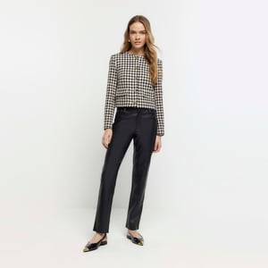 River Island Womens Straight Trousers Black Faux Leather