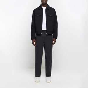 River Island Mens Smart Trousers Grey Tapered Fit Flannel