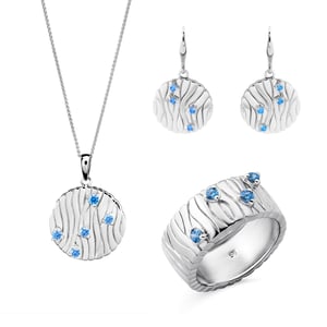 Orphelia 'Babette' Dames 925 Sterling Zilveren Set: Ketting + Oorbellen + Ring - Zilver SET-7504