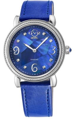 GV2 Ravenna 12613 Blue MOP Dial Blue Leather Swiss Quartz Watch