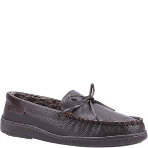 Hush Puppies Mens Ace Leather Slippers (Brown)