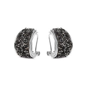 Luxenter oorbellen met omega kwane gerhodineerde hematiet zirkonia sluiting