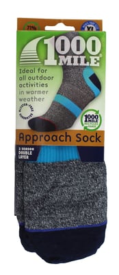 1000 Mile - Mens Approach Repreve Double Layer Breathable Anti Blister Socks - Navy / Kingfisher