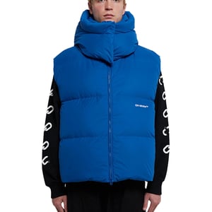 Gebroken wit Bouce gilet met capuchon, pauwblauw donsjack