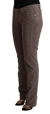 Jeckerson Women's Brown Cotton Low Waist Iconic Patches Leg Denim Jeans