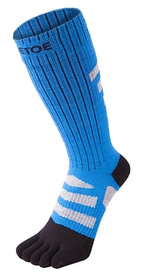 TOETOE - Mens & Ladies Outdoor 3D Terry Walker Cushioned Wool Toe Socks - Black & Blue