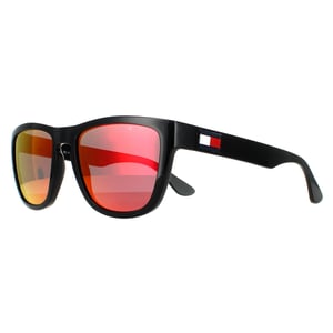 Tommy Hilfiger Square Mens Black Red Mirror Sunglasses