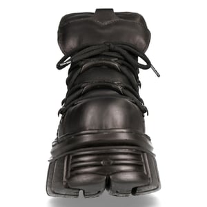 NEW ROCK 106N-S52 TOWER SHOES Metallic Svart Läder Biker Punk Gothic Boots