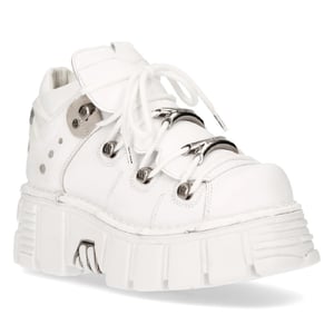 New Rock wit lederen gotische enkellaarzen ¬-106N-S8