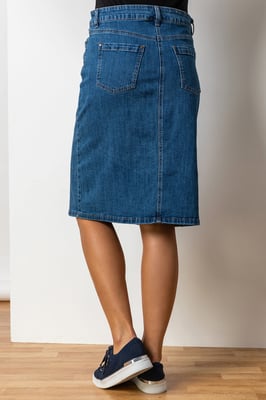 Cotton Denim Stretch A line Skirt