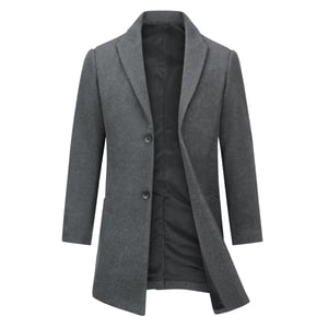 Lång Slim Fit Vinter Varm Business Ullrock för män Grå