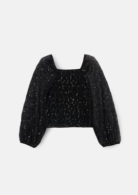 Astrid Black Star Mesh Top