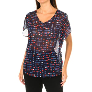 Damesblouse met korte mouwen en V-hals 3Y5H65-5NTAZ