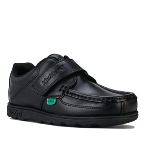 Boy's Kickers Children Fragma Lo Strap Leather Shoe in Black