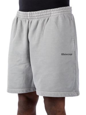 Balenciaga BB Logo embroidered Cotton Shorts in Grey
