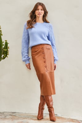 Pastel Blue Crochet Sleeve Jumper