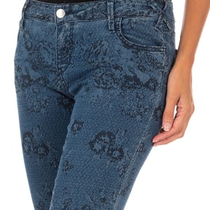 Printed and elastic long denim pants 10DB50210 woman