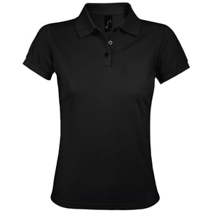 SOLs Womens/Ladies Prime Pique Polo Shirt (Black)