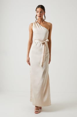 One Shoulder Satin Maxi Bridesmaid Dress