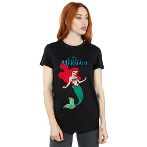 Disney Womens/Ladies The Little Mermaid Line Ariel Cotton Boyfriend T-Shirt (Black)