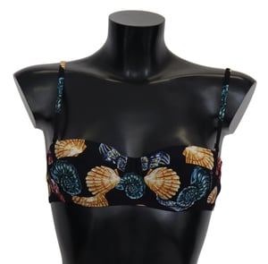 Dolce & Gabbana Zwarte Zeeschelpen Print Vrouwen Zwemkleding Bikinitopjes