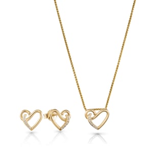 Orphelia 'Ida' Women's 925 Sterling Silver Set: Chain-Pendant + Earrings - Gold SET-7521/G