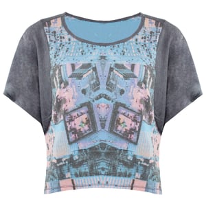 Vans Off The Wall Round  Short Sleeve Grey Womens Startstruck Crop Top V07THTG