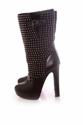 Black leather platform boots