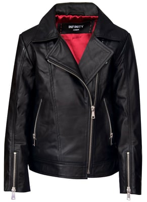 Barnjackor Designer's Girls 100% läderjacka Zip Up Biker Coats (1-13år)