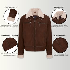 Herr Brown Real Sheep Mocka Bomber Aviator Jacket - Sandnes