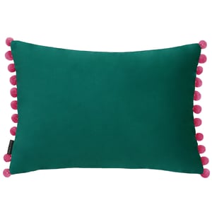 Paoletti Fiesta Velvet Pom Pom Trimmed Cushion Cover