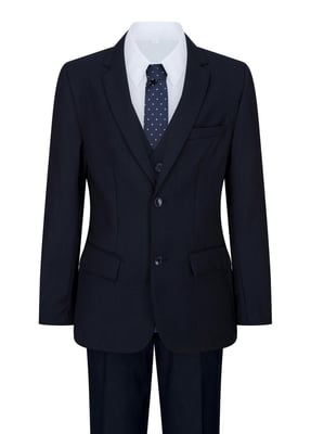 Boys 5 Piece Navy Blue Classic Suit