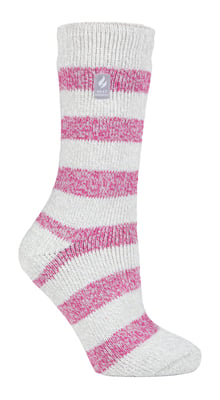 Heat Holders - Ladies Thermal Socks for Winter | Outdoor & Indoor Socks | Cuddly & Fluffy | Gifts for Women - Light Grey / Berry (Tuscuny)