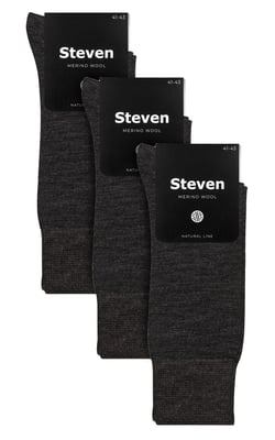 Steven - 3 Pairs Multipack Mens Original Merino Wool Socks - Charcoal