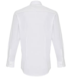 Premier Heren Rekken Pasvorm Popeline Lange Mouwen Shirt (Wit)