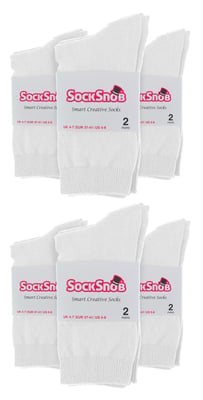 Vanliga bomullsstrumpor för damer | 12 par Multipack | Sock Snob | Tunna bekväma färgglada ankelstrumpor för damer - Vit