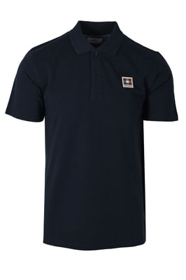 Aquascutum Check Patch Polo Shirt Navy