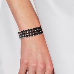 Manchet armband 3 rijen Black Pearl Zoetwater 925