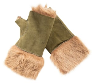 Womens Shearling Wanten Vingerloze manchetten Toscana Suède Schapenvacht Bont