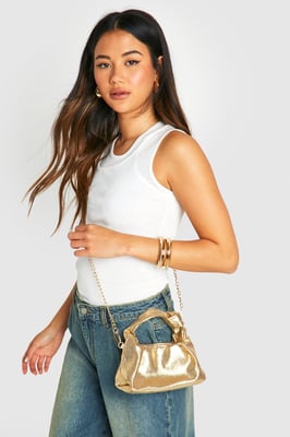 Metallic PU Knot Grab Bag